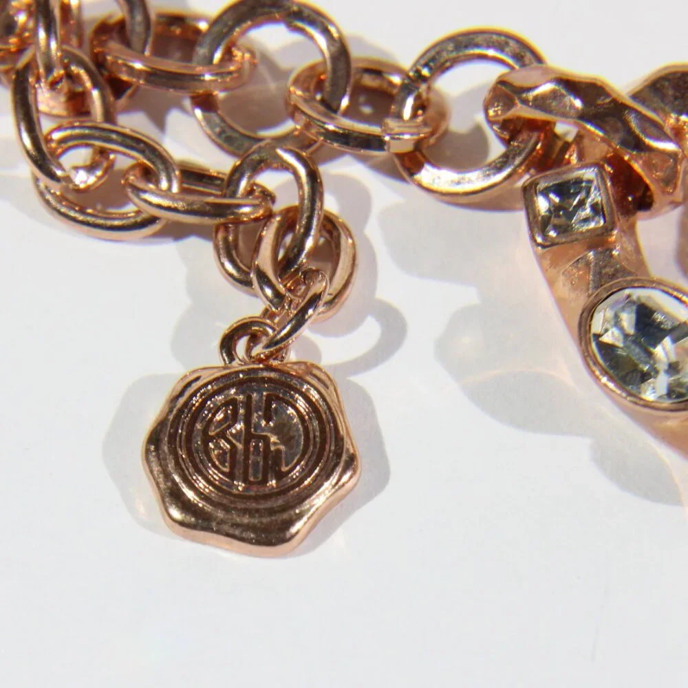 RJ Graziano Rose Gold Tone Necklace with Clear Rhinestones - Picture 8 of 9